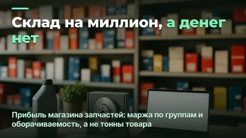 Магазин автозапчастей: маржа по товарным группам и оборачиваемость склада