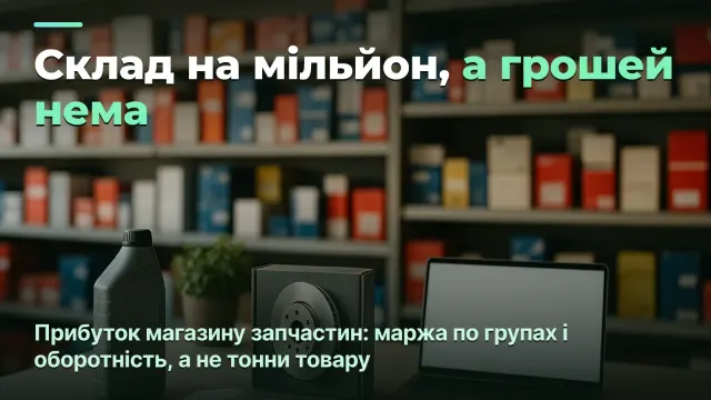Магазин автозапчастин: маржа по товарних групах і оборотність складу