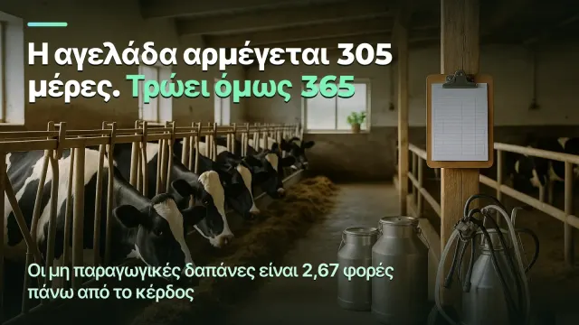 Η αγελάδα αρμέγεται 305 μέρες, τρώει όμως 365