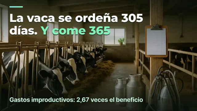 Granja lechera: la vaca se ordeña 305 días y come 365