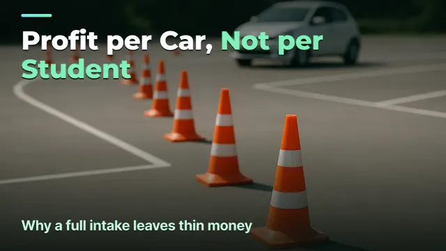 Auto-école : le bénéfice par moniteur et par voiture, pas par élève