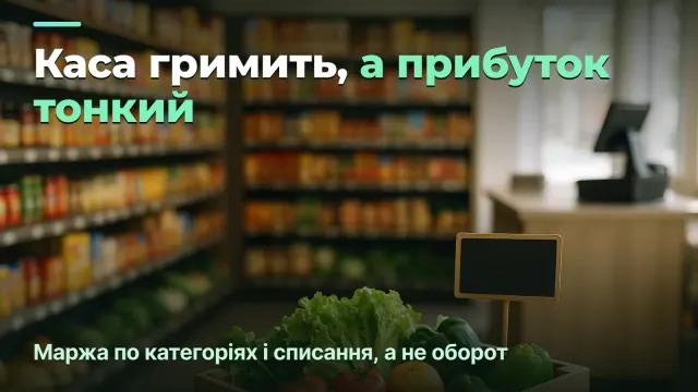 Продуктовий магазин: прибуток по категоріях і списання, а не оборот