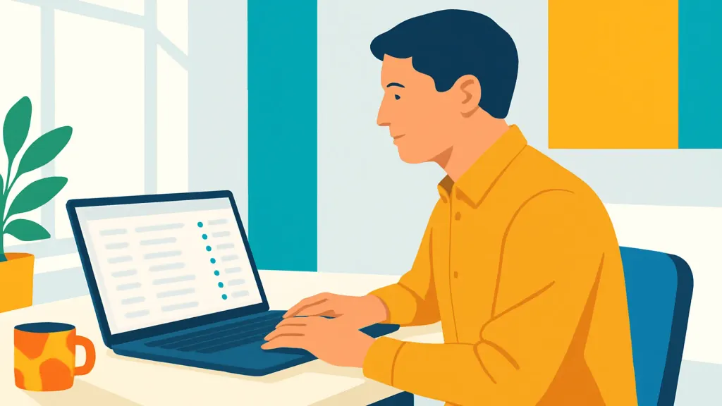 Business owner reviewing payment statuses on a laptop
