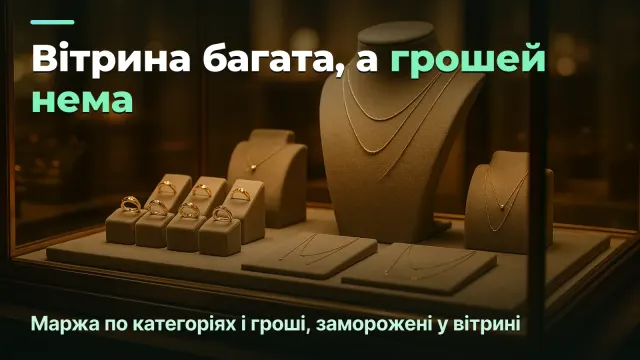 Ювелірний: маржа по категоріях і гроші, заморожені у вітрині