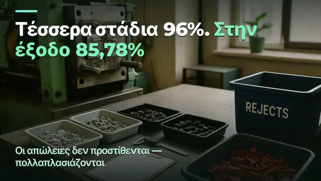 Παραγωγή: τέσσερα στάδια 96% δίνουν 85,78%