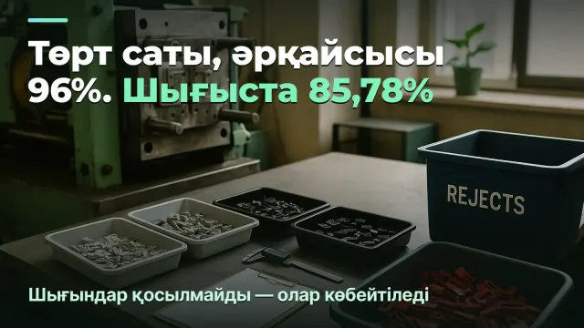 Өндіріс: 96% төрт саты 85,78% береді
