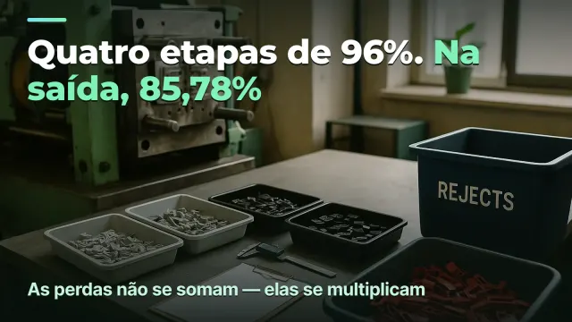 Produção: quatro etapas de 96% dão 85,78%