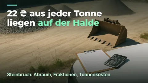 Steinbruch: 22 ₴ je Tonne liegen auf der Halde