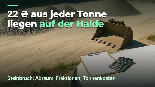 Steinbruch: 22 ₴ je Tonne liegen auf der Halde