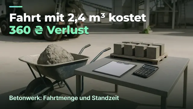 Betonwerk: Fahrt mit 2,4 m³ ist Verlust