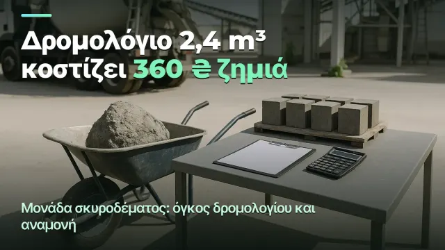 Σκυρόδεμα: δρομολόγιο 2,4 m³ βγάζει ζημιά