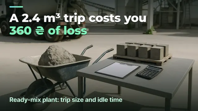 Ready-mix plant: a 2.4 m³ trip loses money