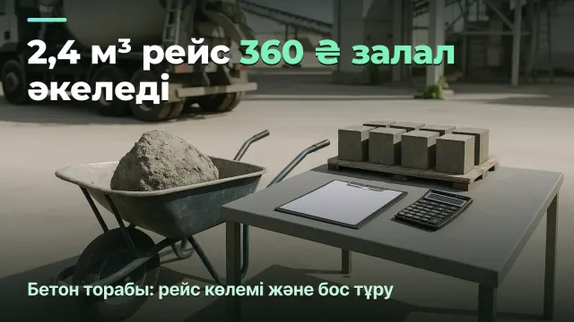 Бетон торабы: 2,4 м³ рейс — бұл залал