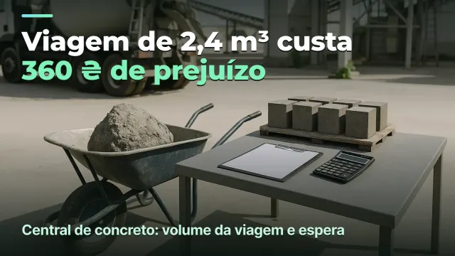 Central de concreto: viagem de 2,4 m³ dá prejuízo