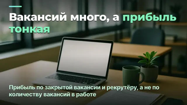 Прибыль рекрутингового агентства: по закрытой вакансии и по рекрутёру, а не по количеству вакансий в работе