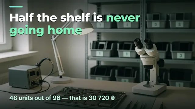 Repair shop: half the shelf is never going home