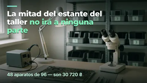 Taller de reparación: la mitad del estante no irá a ninguna parte