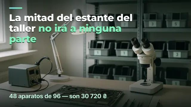 Taller de reparación: la mitad del estante no irá a ninguna parte