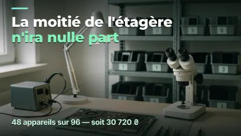 Atelier de réparation : la moitié de l'étagère n'ira nulle part
