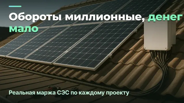 «Обороты миллионные, а денег мало». Реальная маржа монтажника СЭС по каждому проекту