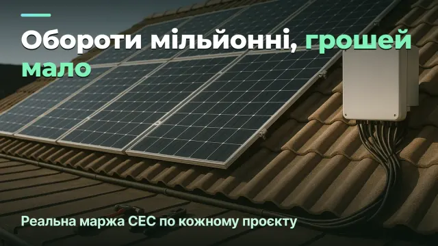 «Обороти мільйонні, а грошей мало». Реальна маржа монтажника СЕС по кожному проєкту