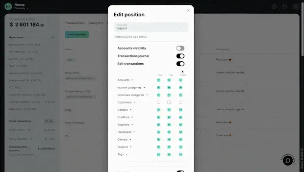 Position Settings in Finmap
