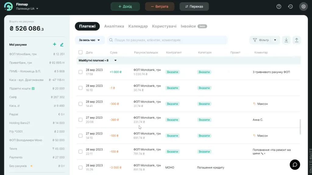 Завдяки сервісу Finmap ви з легкістю зможете навести порядок