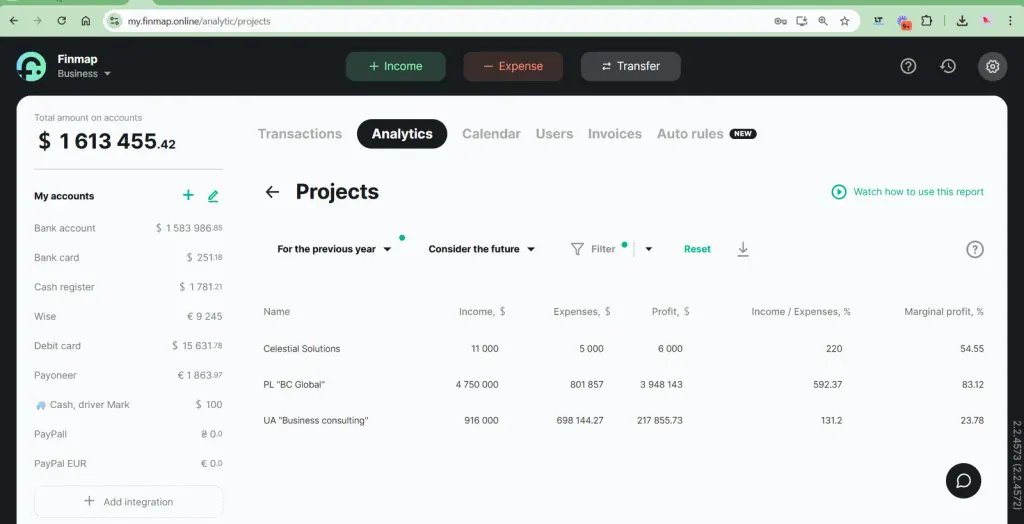Adding a transaction in Finmap