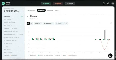 Filters in the Money (Cash Flow) report in Finmap