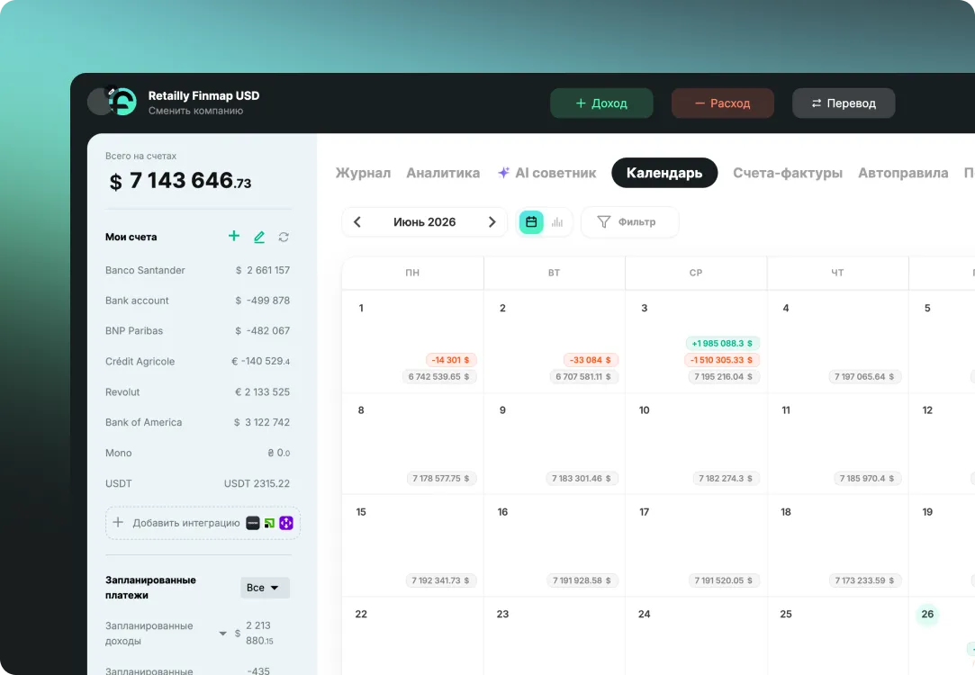 Finmap payment calendar